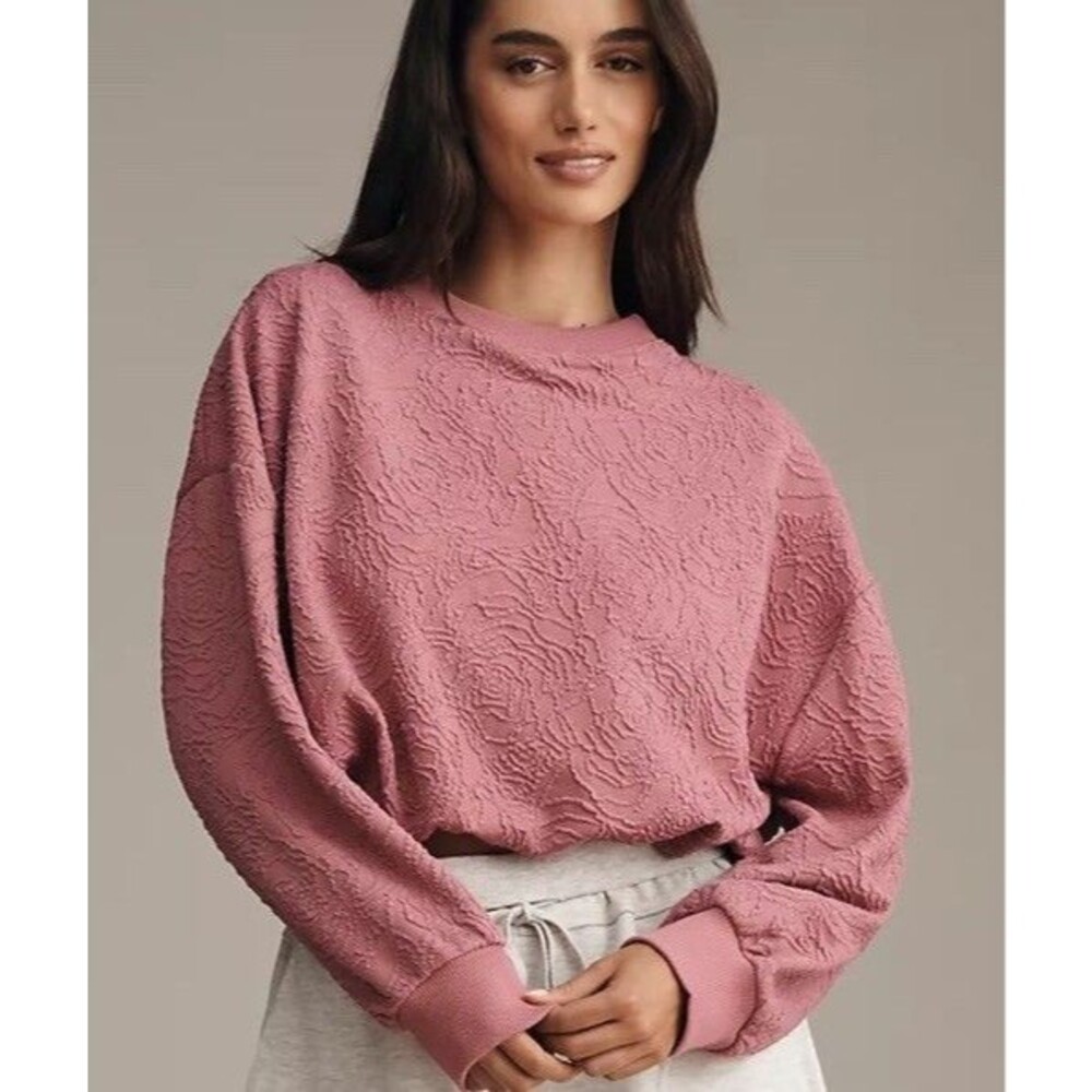 Daily Practice Anthropologie Size S Textured Bubble Sweatshirt in Mauve Pink